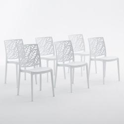 RATTATAN Set 6 Chaises en polypropylène avec fibre de verre empilables pour extérieur et jardin, bar et restaurant, cuisine design moderne - DAFNE -_0