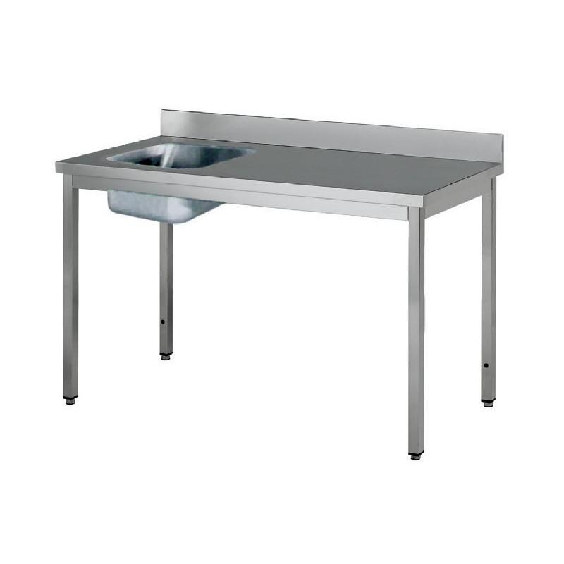 Table de travail centrale inox 800x600 - AISI 441 - robuste, avec ou sans étagère et cuve intégrée_0