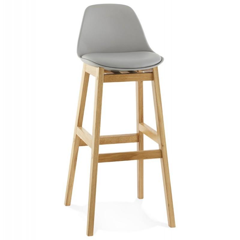 Tabouret de bar design gris Lund 102 cm - Paris Prix - Compatible table haute, bois et polyuréthane_0
