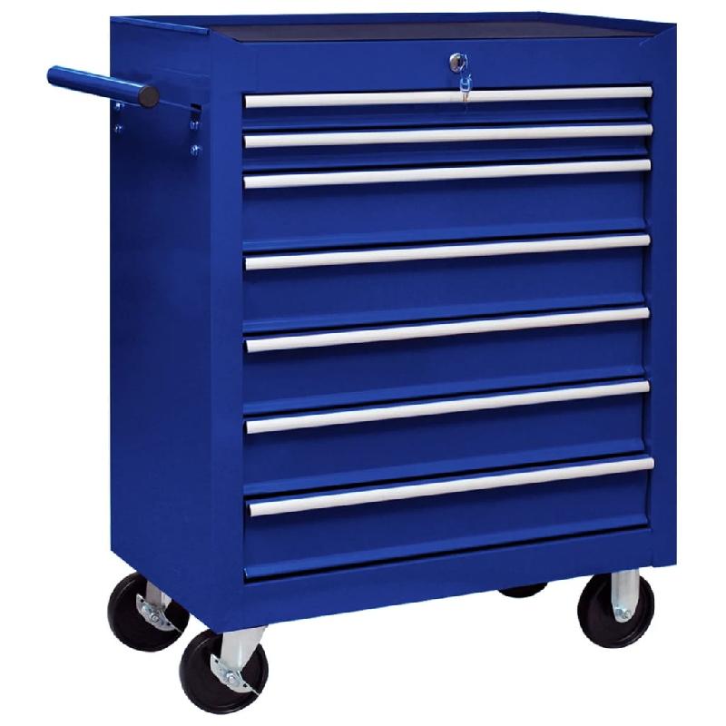 Vidaxl chariot à outils d'atelier avec 7 tiroirs bleu 147173_0