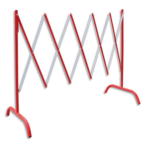 Viso - Barrière extensible en acier, peinture époxy anti-UV, rouge et blanche - Dimensions 20/230 x 100/105 x 40 cm_0