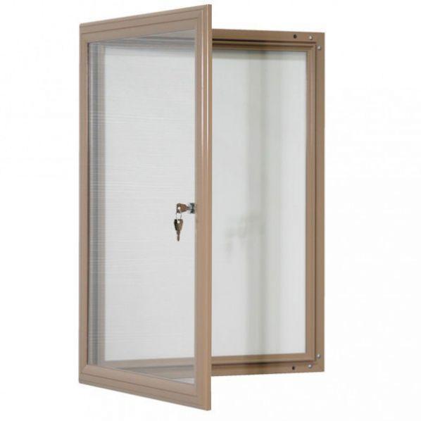 Vitrine fine d'extérieur sable - vitre plexi - étanche et ventilée - 16 x A4 - Rolléco_0