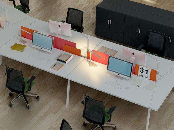 Panneau séparatif bicolore 4 écrans en tissu pour bureaux bench M10_0