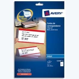 AVERY POCHETTE DE 75 CARTES DE CORRESPONDANCE 210X99MM QUICK&CLEAN 260G IMPRESSION RECTO VERSO