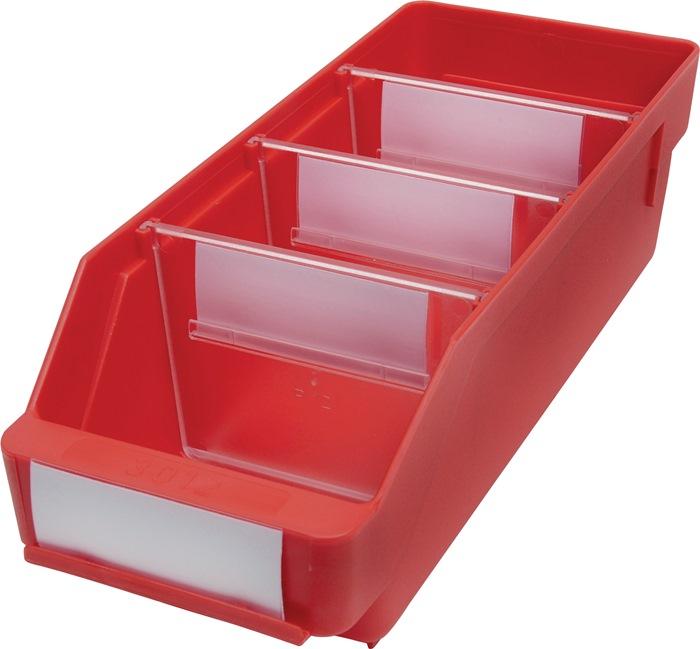 Boîte de rangement pour étagère L300xl120xH95mm - rouge - en polypropylène (PP) - écologique et compatible alimentaire_0