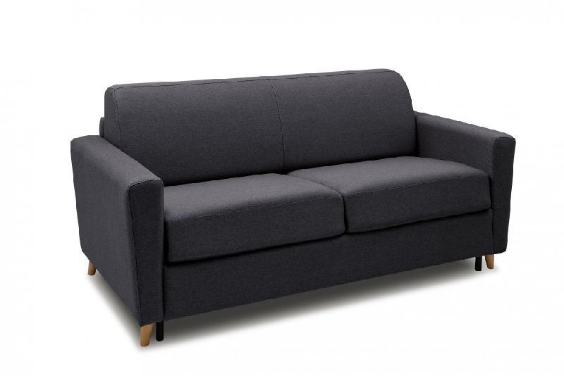 CANAPÉ VIRGOLA CONVERTIBLE EXPRESS MATELAS 16 CM SOMMIER LATTES 160 CM TISSU TWEED GRIS ANTHRACITE_0