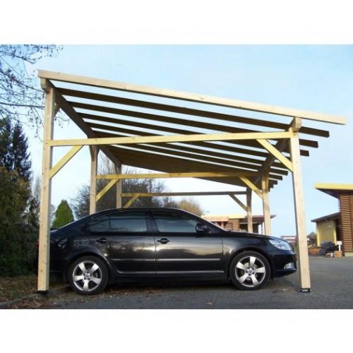 CARPORT AVENTO EN ÉPICÉA DU NORD - SECTION 120 X 120 MM - 3,90 X 5,90 M - 28,40 M2 - OPTION MONTAGE HABRITA