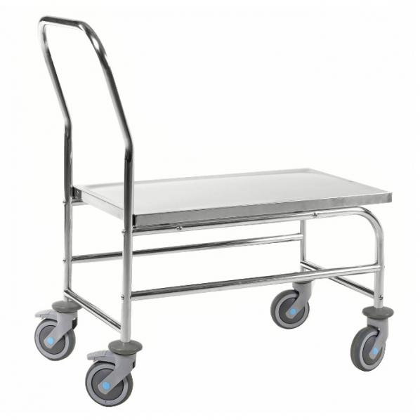 Chariot inox classe C2 et C3 - 1 plateau - capacité 100 kg - roues pivotantes avec freins_0