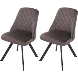 Décoshop26 - Ensemble de 2 chaises de salle à manger rembourrée en velours marron foncé coutures décoratives pieds métallique CDS04478 - marron_0