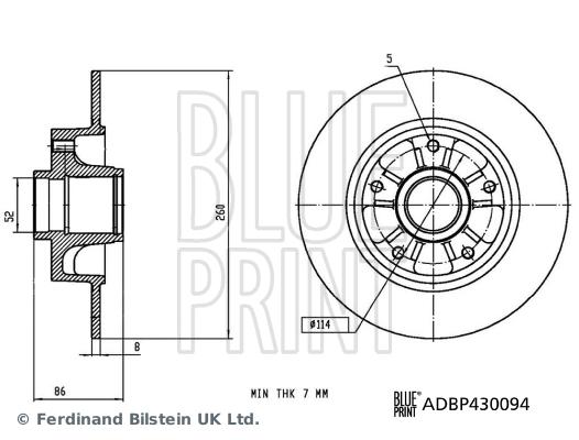 Disque de frein arrière Blue Print ADBP430094 - plein, boîte de 1 disque_0