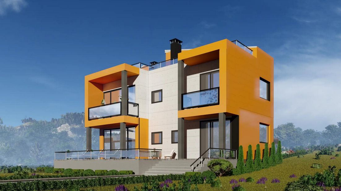 Grande maison modulaire - 409 m² - 6 modules - ISK409 - Structure acier, containers maritimes et béton_0