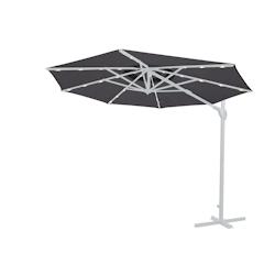 METRO Professional Parasol de terrasse, aluminium / acier / polyester, Ø 2.5 x 2.44 m, avec lampe LED et panneau solaire, anthracite / platine - noir_0