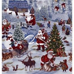 Nappe de Noël Traineau Bleu en toile cirée – Ronde 110 cm – Livraison roulée sur tube - bleu plastique polypropylène 3452968039146_0