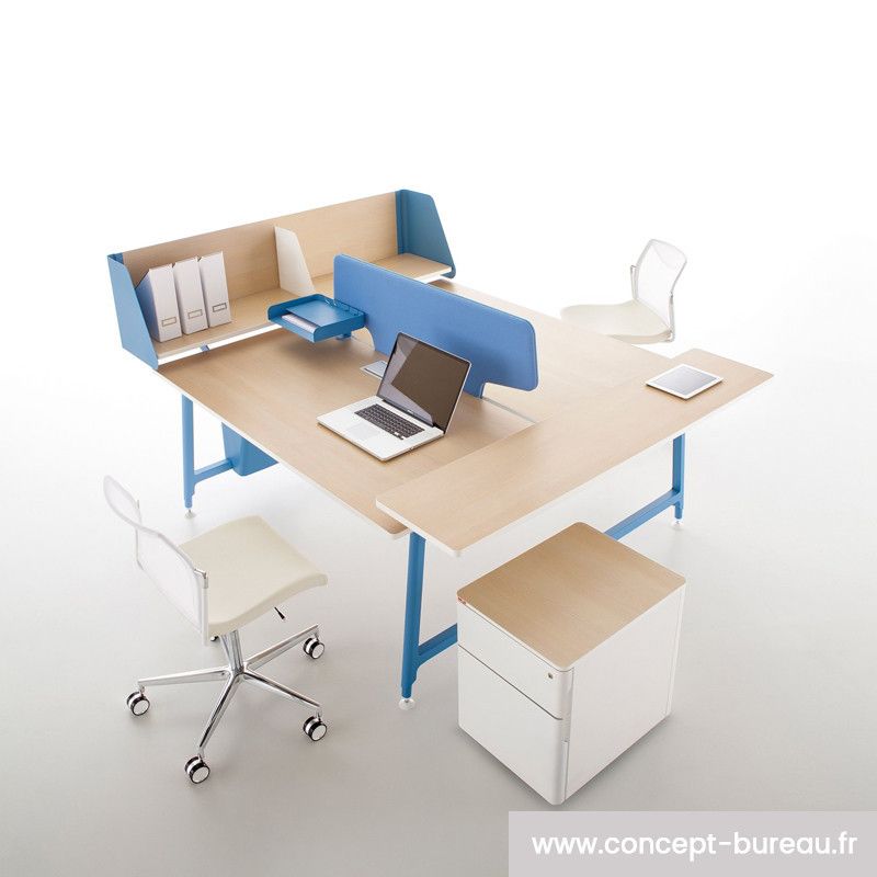 New Color - Bureau open space design pour 2 personnes - Modulable et personnalisable_0