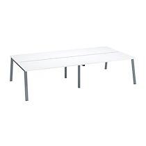 Pôle de 4 bureaux droits blanc L 160 x P 80 cm, piétement métal aluminium - Arch_0