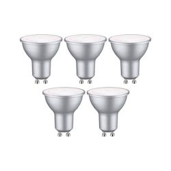 Paulmann Standard 230 V - Réflecteur LED 460lm 4,9W 4000K - Aluminium blanc 29236 - Argenté plastique - Pack de 5 ampoules GU10_0