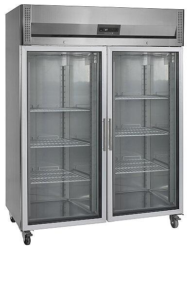 Réfrigérateur vertical 2 portes vitrées gn2/1 1410 litres extérieur inox porte aluminium - RK1420G_0