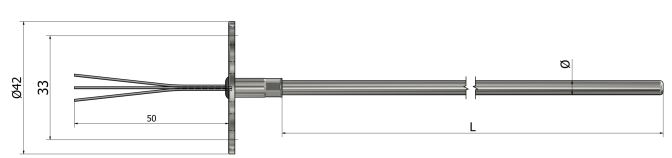 Sonde à résistance chemisée (RTD) interchangeable avec sortie fils - PM60 - Pt100, Pt500, Pt1000 - Classe A/B - Matériau AISI304L/AISI316L_0