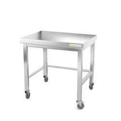 Table de travail en inox soubassement 800 x 600 mm avec renfort sur roulettes PREMIUM / GOLDINOX - gris inox 3701770800216_0