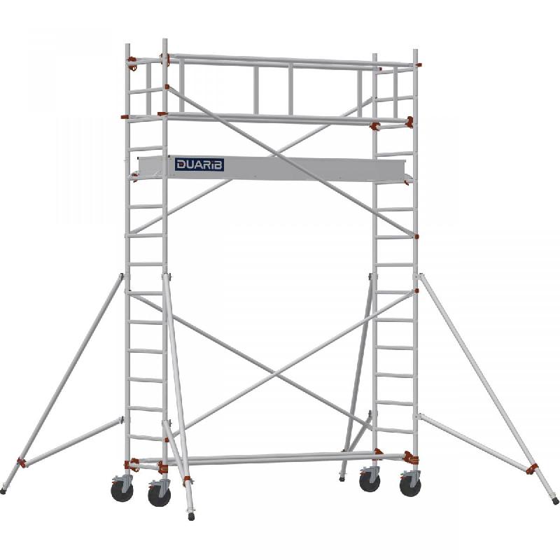 Échafaudage roulant aluminium AL 255 version garde-corps - Hauteur de travail : 4,90 m - DUARIB - 613823_0
