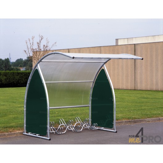 Abri vélo semi-ouvert 4ME03122 - structure en acier - bardage polycarbonate alvéolaire - pour 6 vélos - modulable à l'infini_0