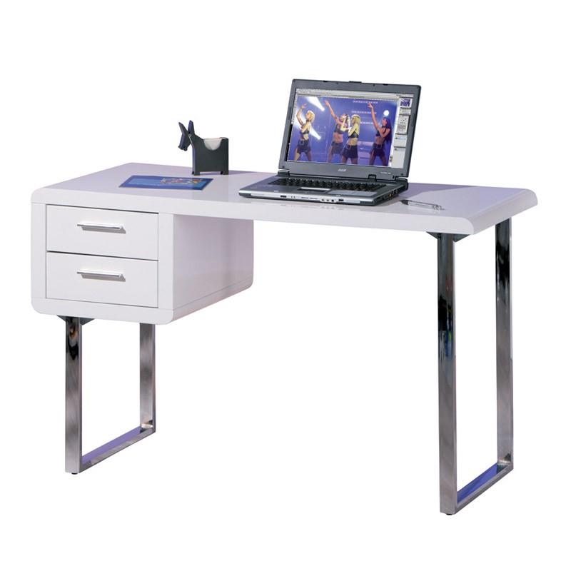 BUREAU DESIGN 2 TIROIRS TEO 120CM BLANC - PARIS PRIX_0