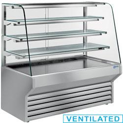 Comptoir-vitrine réfrigéré vitre bombée - ES10/A4 - 3 niveaux en verre avec éclairage uniforme_0