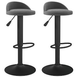 Décoshop26 - Lot de 2 tabourets de bar chaises hautes en velours gris foncé et acier noir DEC029723 - gris 3000257523120_0