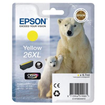 Epson 26XL 'Ours Polaire' Cartouche d'encre originale grande capacité Claria Premium (C13T26344012) - Jaune_0