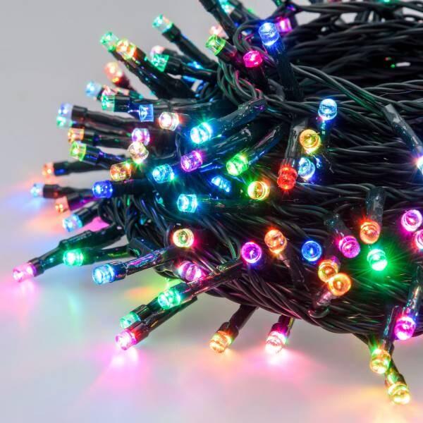 Guirlande Lumineuse Crazy 20m effet Flash RGB 200 LED câble vert IP44 Lotti - multicolore ELC-836380_0