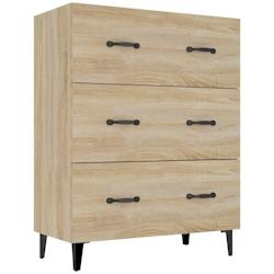 HELLOSHOP26 - Buffet bahut commode en bois d'ingénierie - chêne sonoma - 69,5 x 34 x 90 cm - 3 tiroirs - cuisine, salon, salle de séjour_0