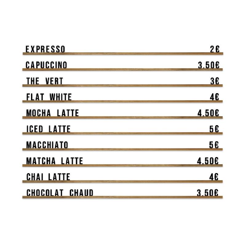 Hungry Club Letter Board « Le Minimaliste Bois » - Lettres noires - Rails bois - Big pack - Bois massif LB-MB-LN-RB-BP_0