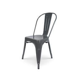 Kosmi Chaise en métal gris foncé effet brillant - Style industriel - gris 3760301697152_0