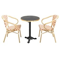 Oviala Business Ensemble table de terrasse marbre noir et 2 chaises rouge - Oviala - rouge aluminium 112215_0