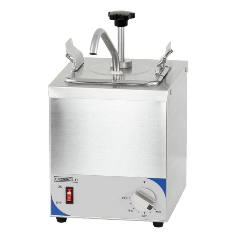 Pompe à sauce chauffante Casselin - Acier inoxydable - 1 ou 2 bacs GN 1/6 - Thermostat réglable_0