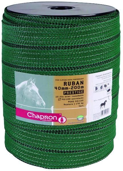 RUBAN PRESTIGE 40MM 10 FILS INOX VERT 200M