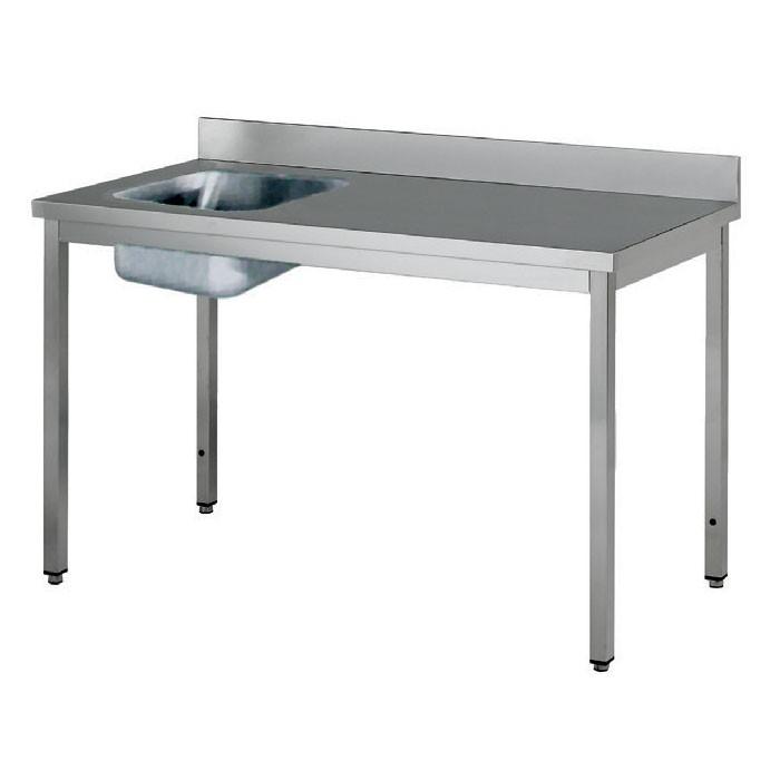 Table adossée inox avec bac à gauche profondeur 700 mm longueur (mm) - 2000 - TACFG720T_0
