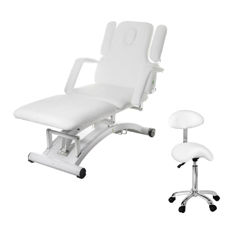 Table de massage électrique avec siège d’appui - 3 moteurs - télécommande - blanc - modèle 14_0003622_0