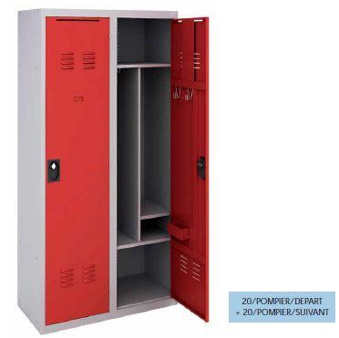 Vestiaire pompier à assembler - ligne 20/POMPIER - 5 compartiments avec ventilation et moraillon pour cadenas_0