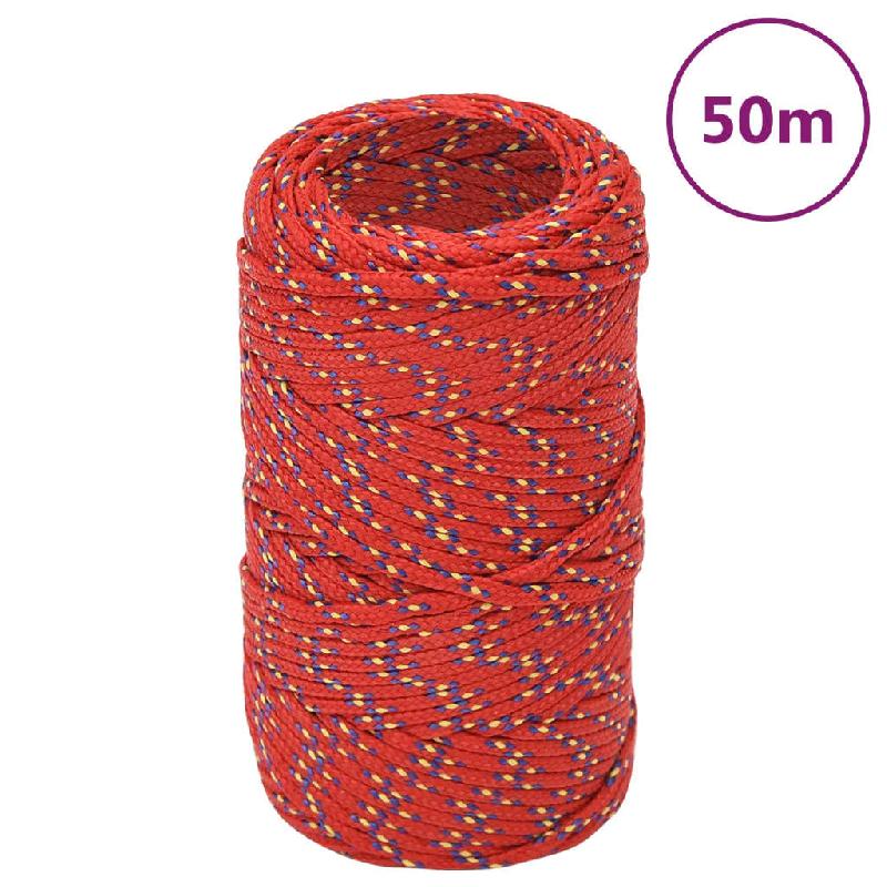 Vidaxl corde de bateau rouge 2 mm 50 m polypropylène 152371_0