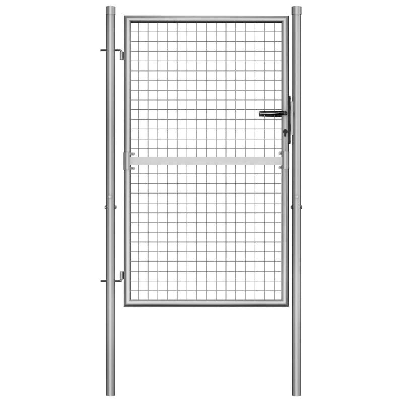 Vidaxl porte de jardin acier galvanisé 105x175 cm argenté 144757_0