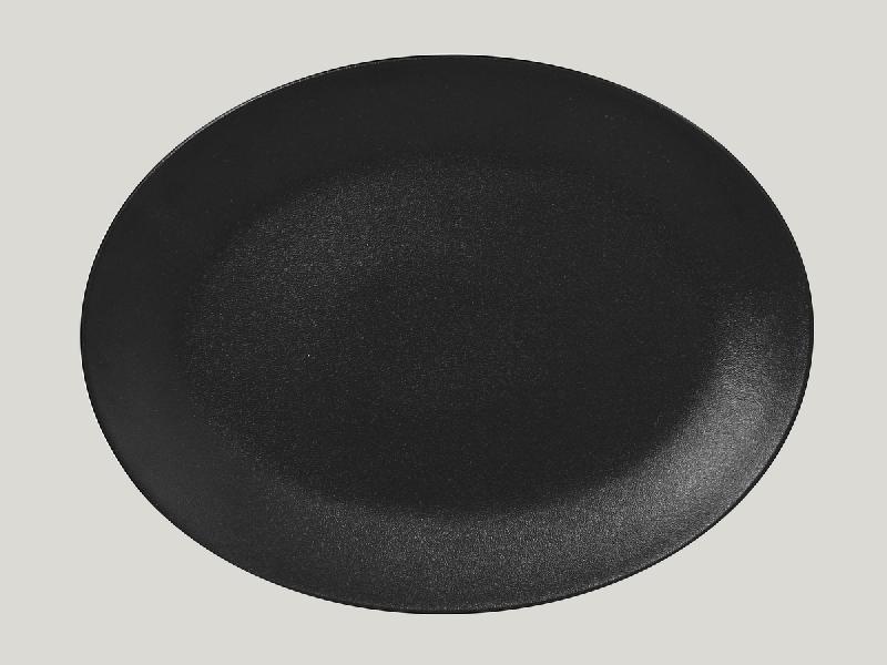 PLAT OVALE NOIR PORCELAINE 36 CM NEO FUSION RAK