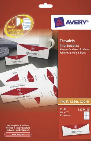 CHEVALET PORTE-NOM AVERY PAPIER 45 X 120 MM - BOÎTE DE 40