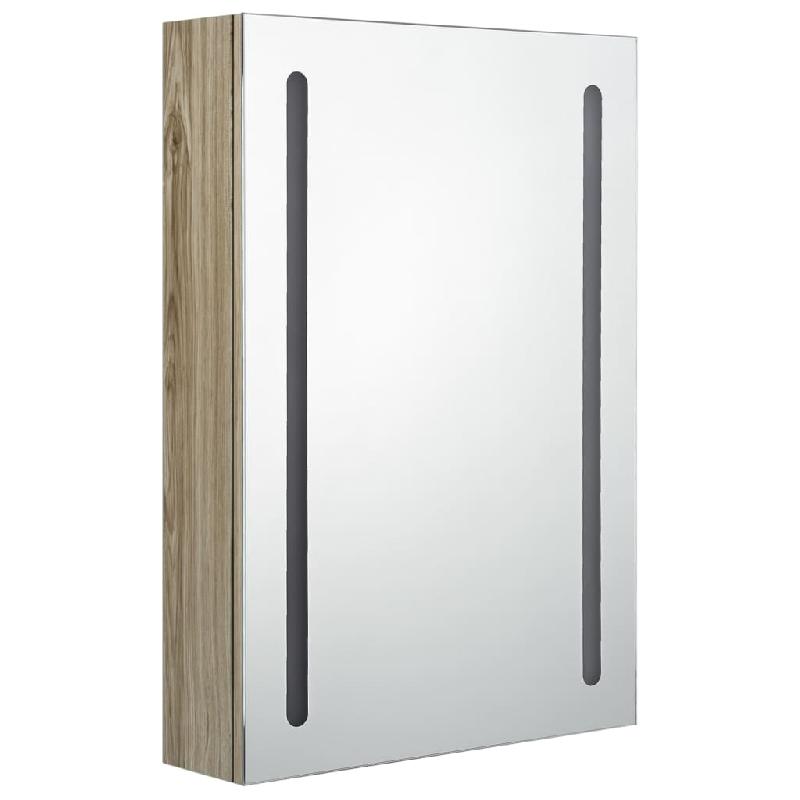 ARMOIRE DE SALLE DE BAIN À MIROIR LED 50 X 13 X 70 CM MDF CHÊNE 02_0006589_0