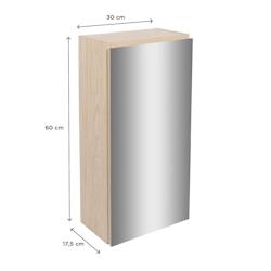 Armoire de toilette WILL décor chêne beige - L30xH60cm - Porte réversible et étagère réglable_0