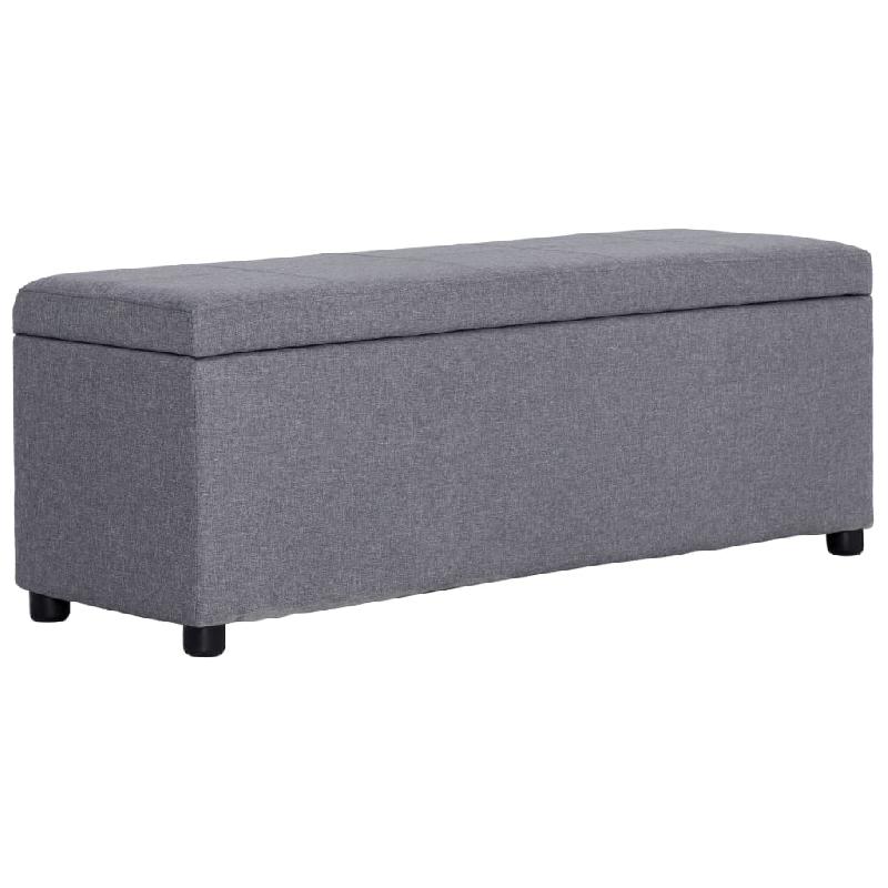 Banquette avec compartiment de rangement - 116 cm - Gris clair - Tissu polyester doux et confortable_0