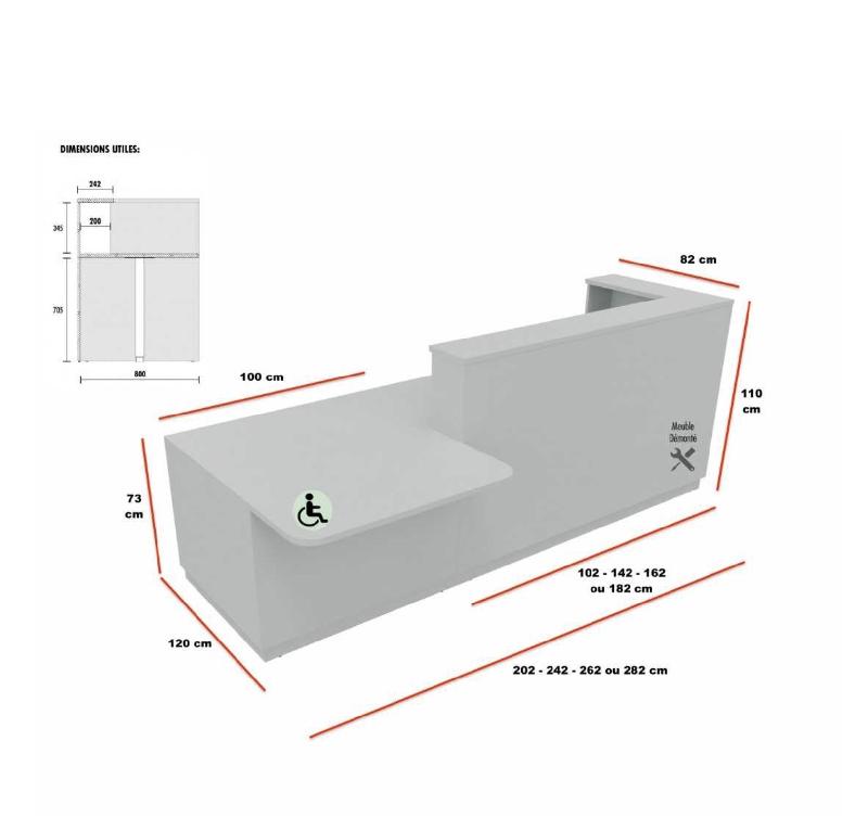 Banque d'accueil monocolore avec PMR Delta - 202, Droite, Acacia clair_0