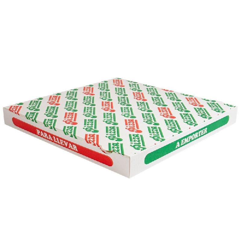 Boite pizza The Pack carton nano micro blanc,vert et rouge 46x46x5cm - par 50_0