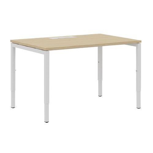 BUREAU DROIT 140 CM PIEDS U AJUSTABLES CHÊNE/BLANC MANUTAN