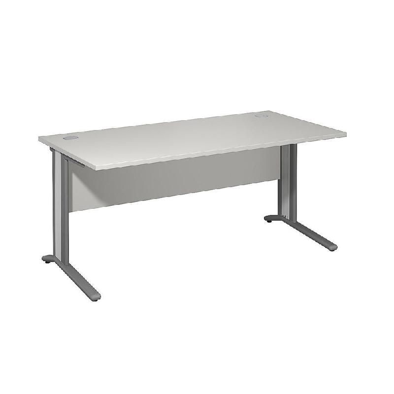 BUREAU DROIT VARIATION CLASSIC - L. 160 X P. 80 CM - PLATEAU GRIS - PIEDS GRIS - CARTERS FINITION GRIS